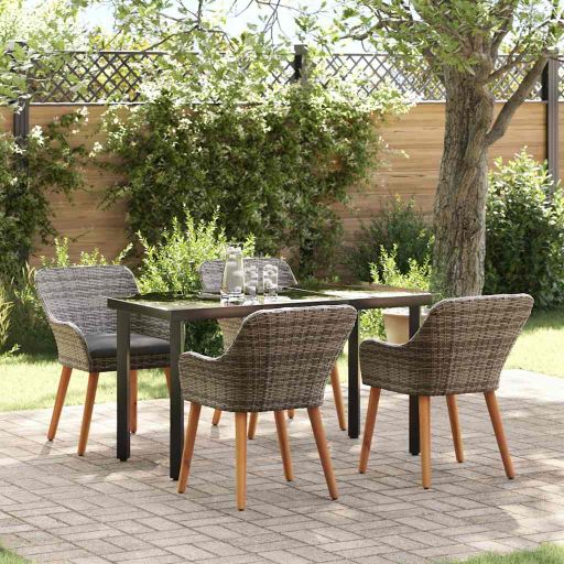 Garten Essgruppe mit Kissen 3 pcs Schwarz Poly-Rattan