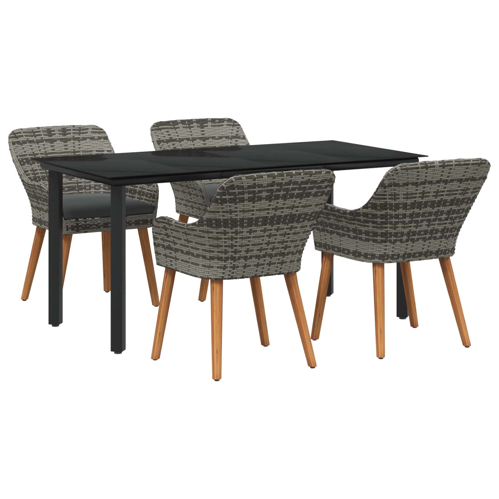Garten Essgruppe mit Kissen 3 pcs Schwarz Poly-Rattan