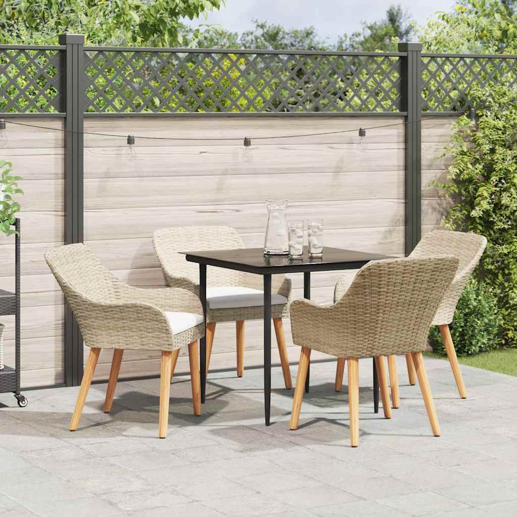 Garten Essgruppe mit Kissen 3 pcs Schwarz Poly-Rattan