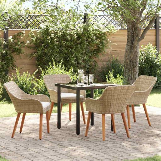 Garten Essgruppe mit Kissen 3 pcs Schwarz Poly-Rattan