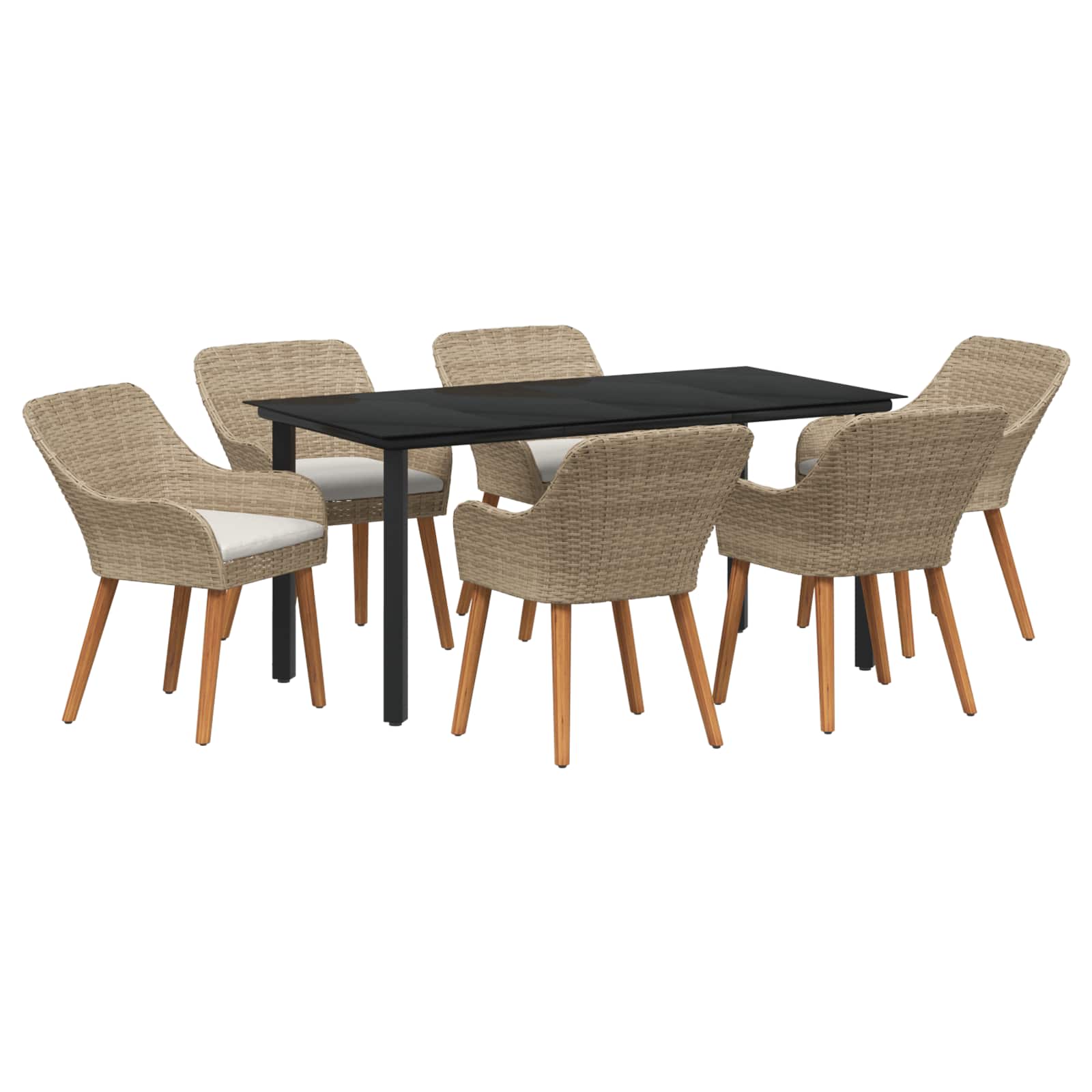 Garten Essgruppe mit Kissen 3 pcs Schwarz Poly-Rattan