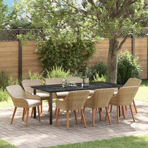 Garten Essgruppe mit Kissen 3 pcs Schwarz Poly-Rattan