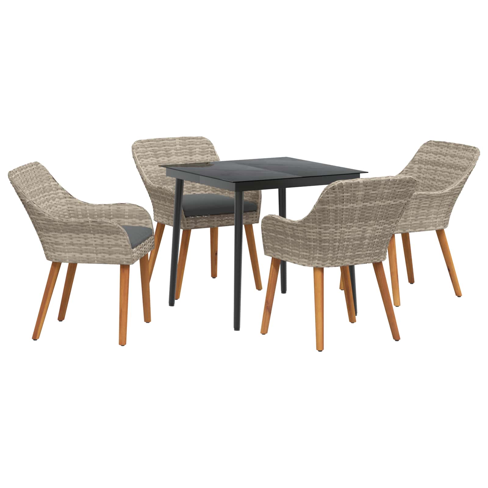 Garten Essgruppe mit Kissen 3 pcs Hellgrau Poly-Rattan