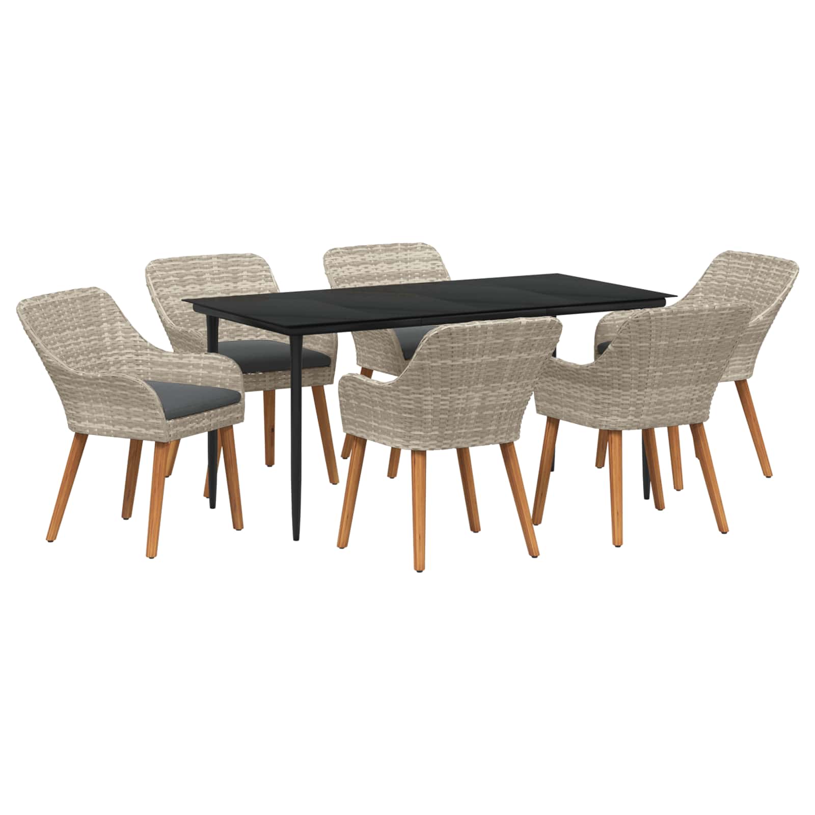 Garten Essgruppe mit Kissen 3 pcs Hellgrau Poly-Rattan