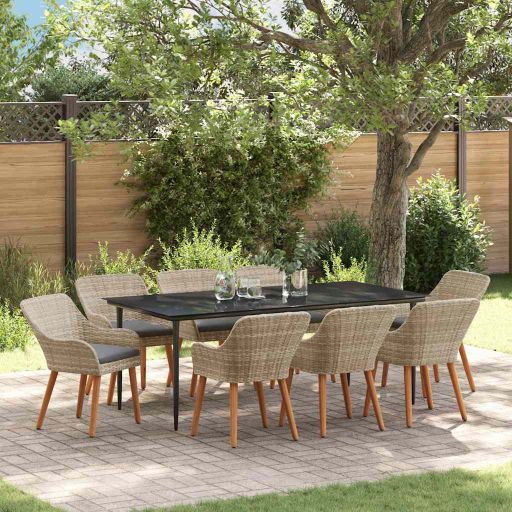 Garten Essgruppe mit Kissen 3 pcs Hellgrau Poly-Rattan
