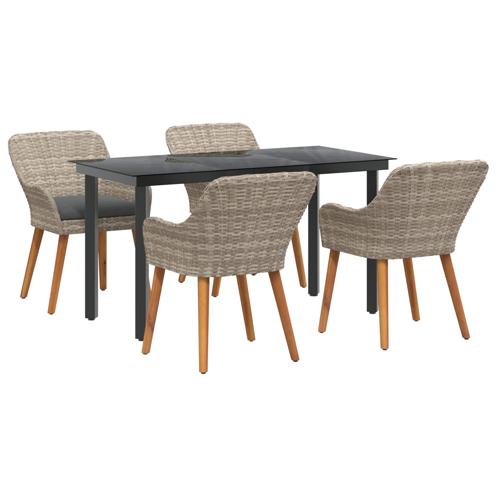Garten Essgruppe mit Kissen 3 pcs Hellgrau Poly-Rattan
