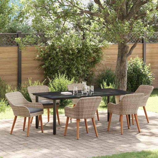 Garten Essgruppe mit Kissen 3 pcs Hellgrau Poly-Rattan