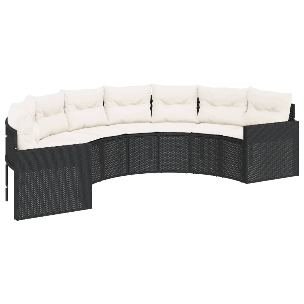 vidaXL 2-tlg. Garten-Sofagarnitur Halbrund Schwarz Poly-Rattan