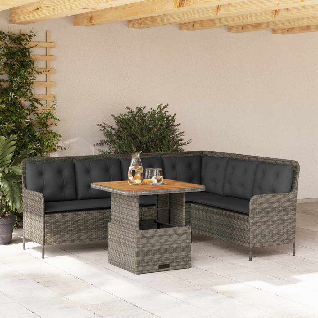 2-tlg. Garten-Sofagarnitur mit Auflagen Schwarz Poly Rattan