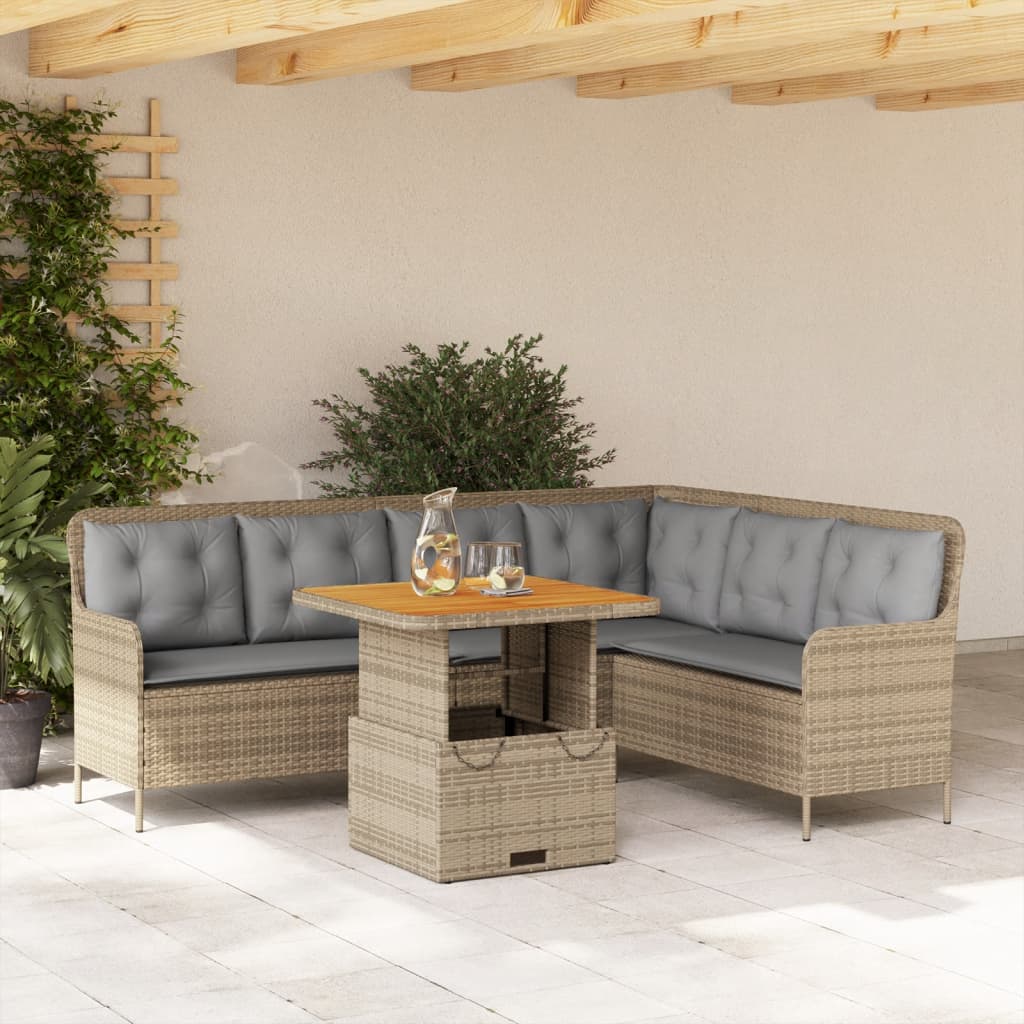 2-tlg. Garten-Sofagarnitur mit Auflagen Schwarz Poly Rattan