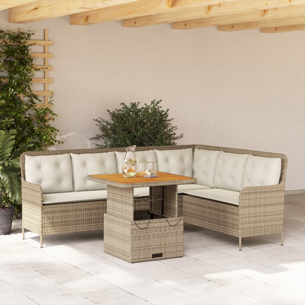 2-tlg. Garten-Sofagarnitur mit Auflagen Schwarz Poly Rattan