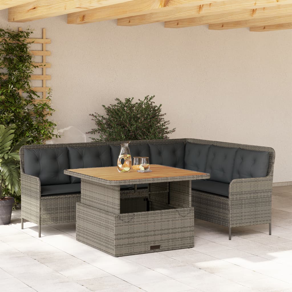 2-tlg. Garten-Sofagarnitur mit Auflagen Schwarz Poly Rattan