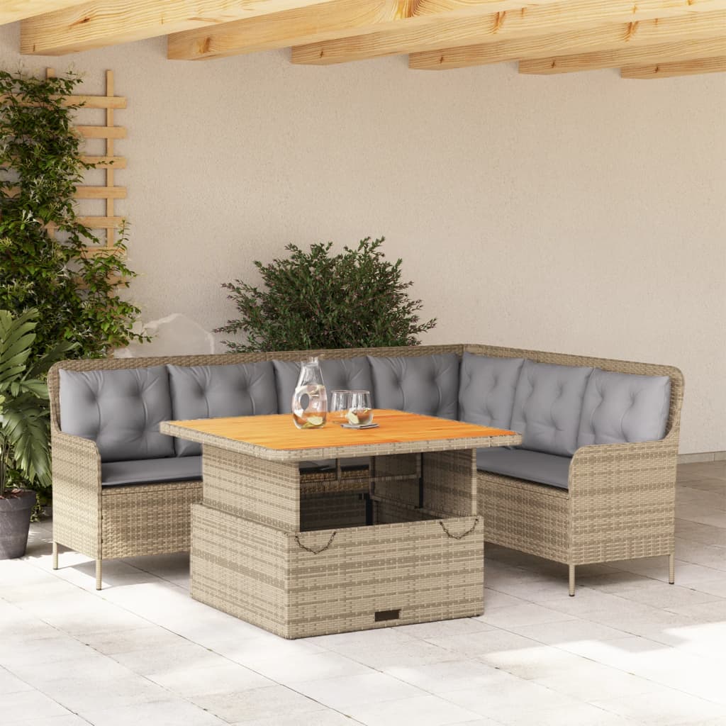 2-tlg. Garten-Sofagarnitur mit Auflagen Schwarz Poly Rattan