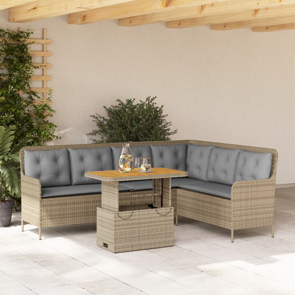 2-tlg. Garten-Sofagarnitur mit Auflagen Schwarz Poly Rattan