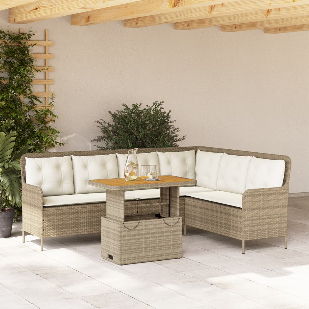 2-tlg. Garten-Sofagarnitur mit Auflagen Schwarz Poly Rattan