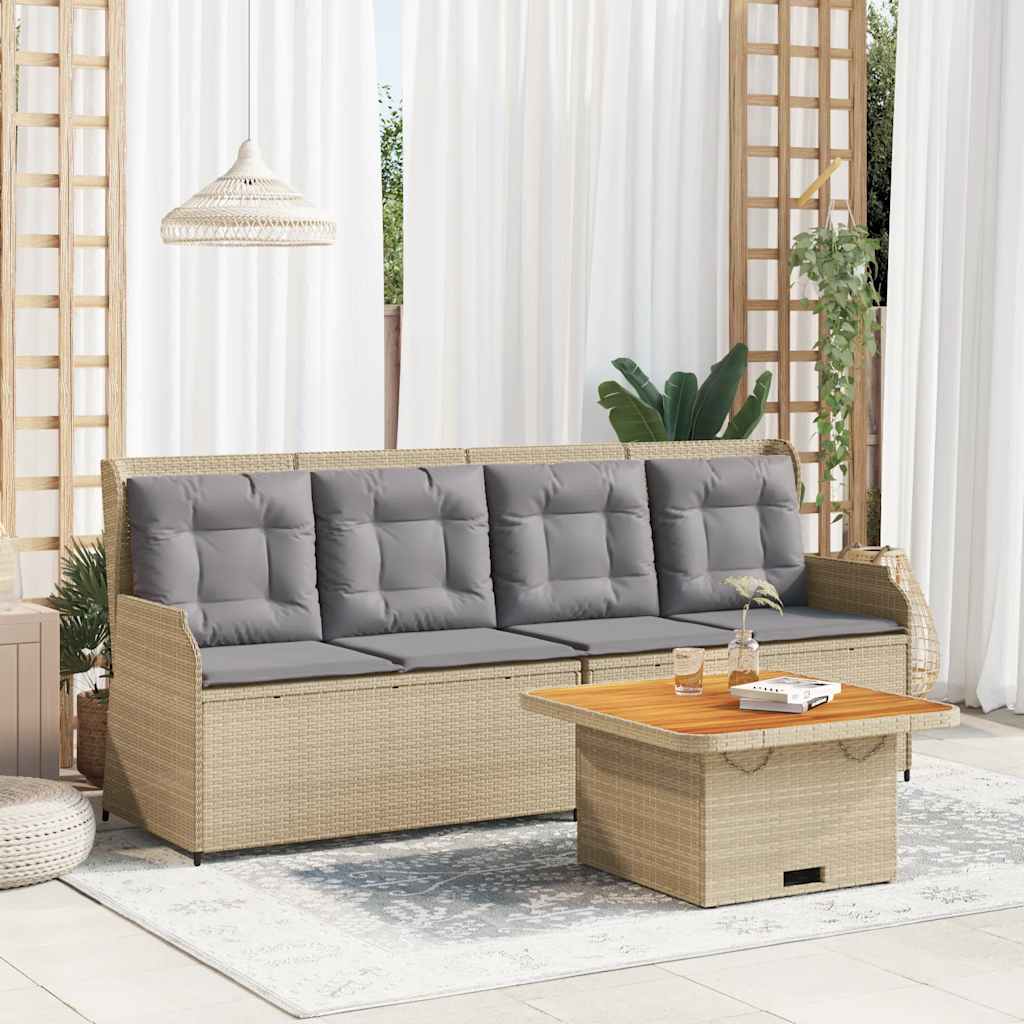 3-tlg. Garten-Lounge-Set mit Kissen Schwarz Poly Rattan