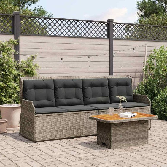 3-tlg. Garten-Lounge-Set mit Kissen Schwarz Poly Rattan