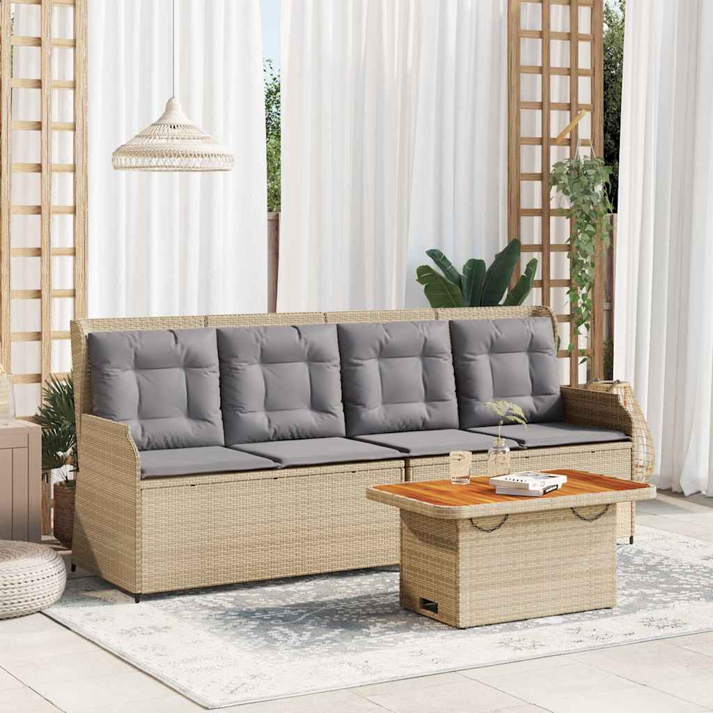 3-tlg. Garten-Lounge-Set mit Kissen Schwarz Poly Rattan