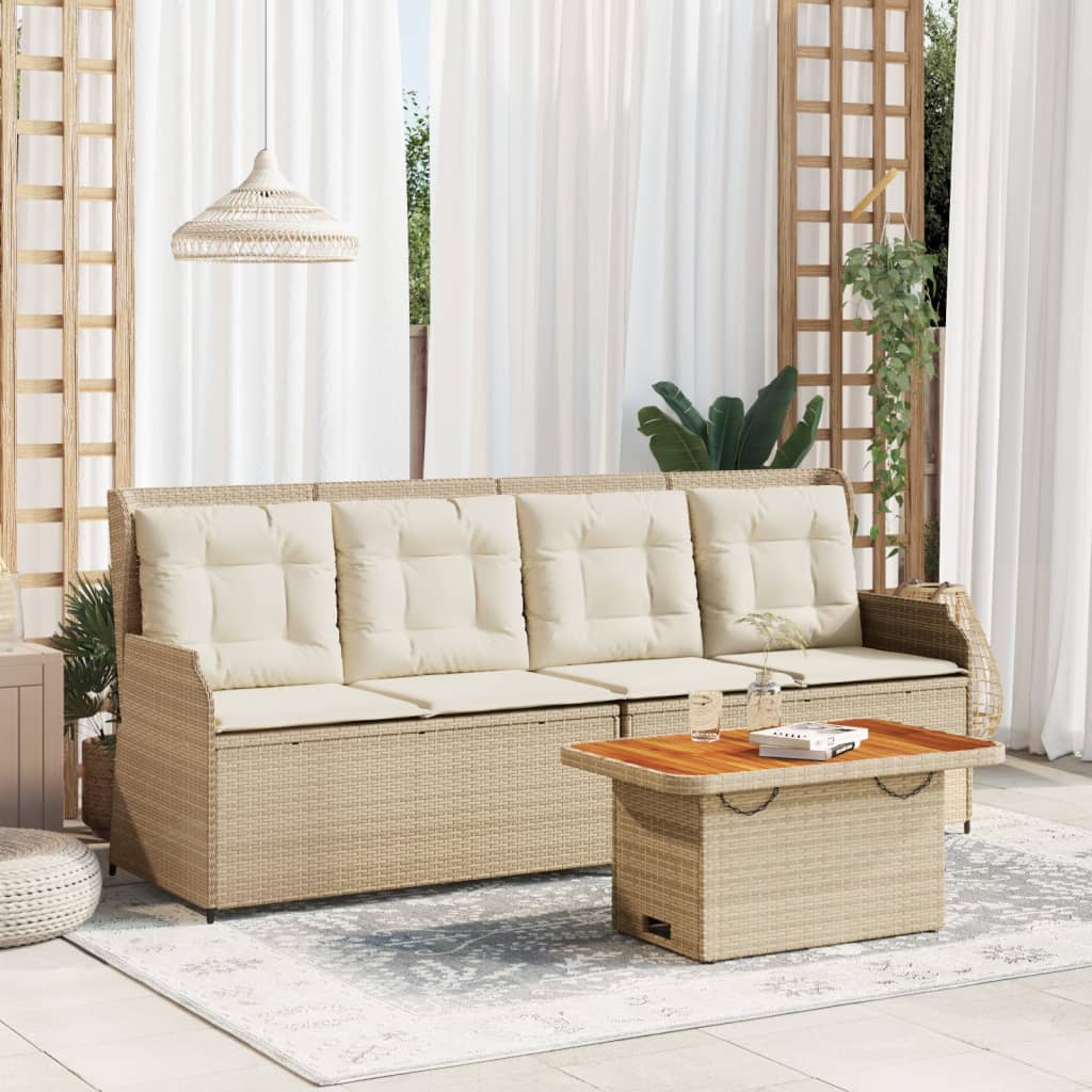 3-tlg. Garten-Lounge-Set mit Kissen Schwarz Poly Rattan