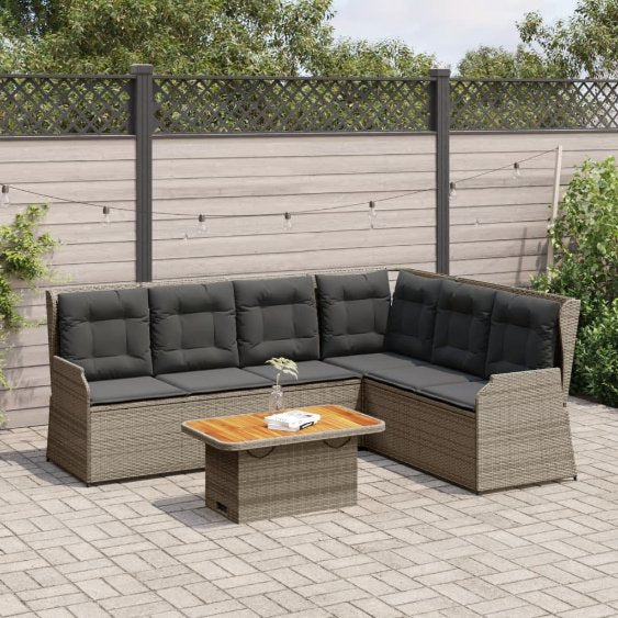 5-tlg. Garten-Lounge-Set mit Kissen Schwarz Poly Rattan