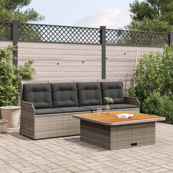 3-tlg. Garten-Sofagarnitur mit Kissen Schwarz Poly Rattan