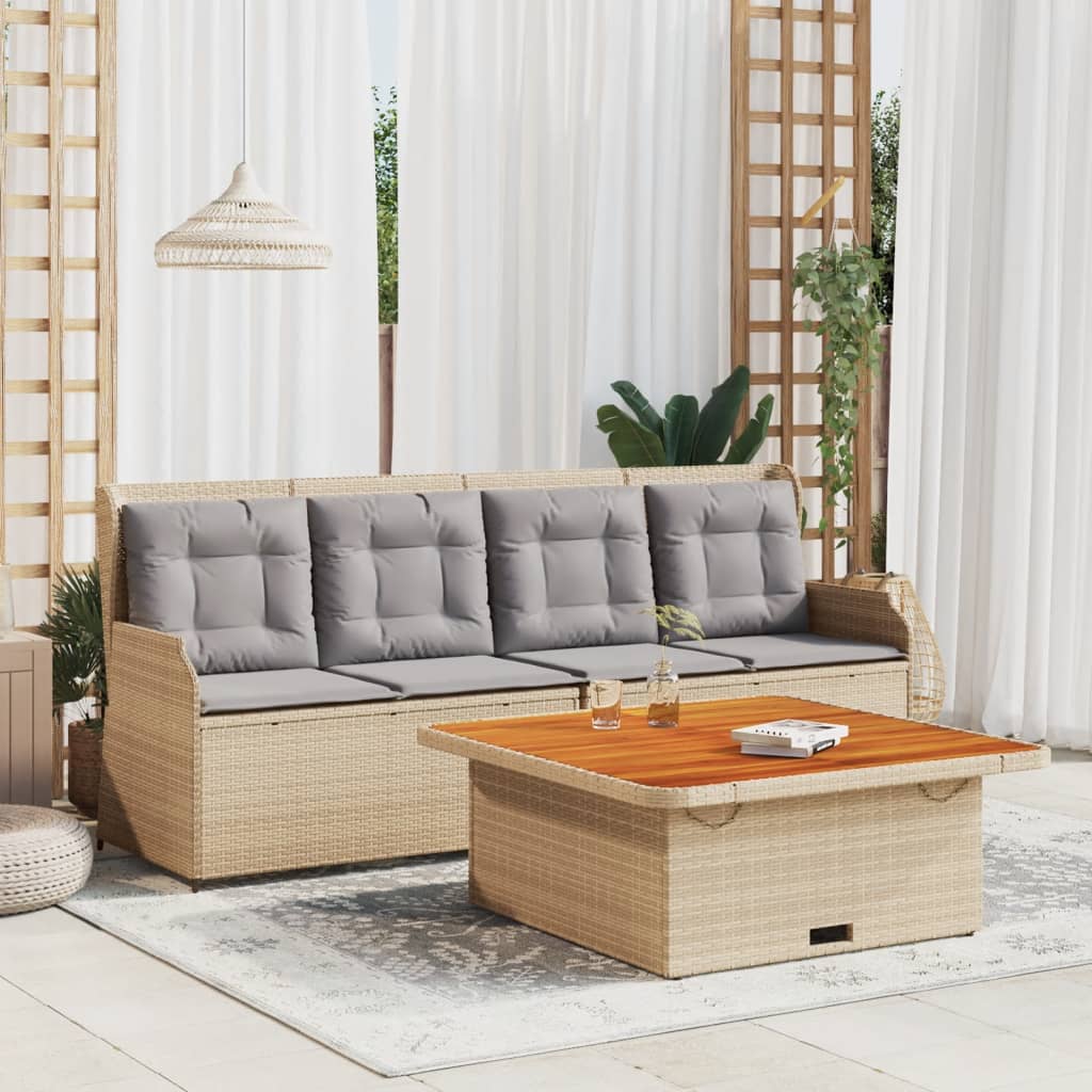 3-tlg. Garten-Sofagarnitur mit Kissen Schwarz Poly Rattan