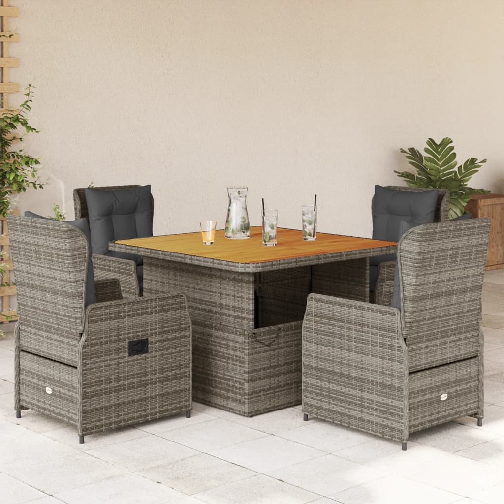 3-tlg. Bistro-Set mit Kissen Schwarz Poly Rattan
