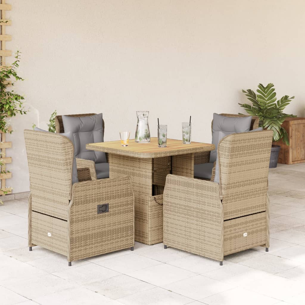 3-tlg. Bistro-Set mit Kissen Schwarz Poly Rattan