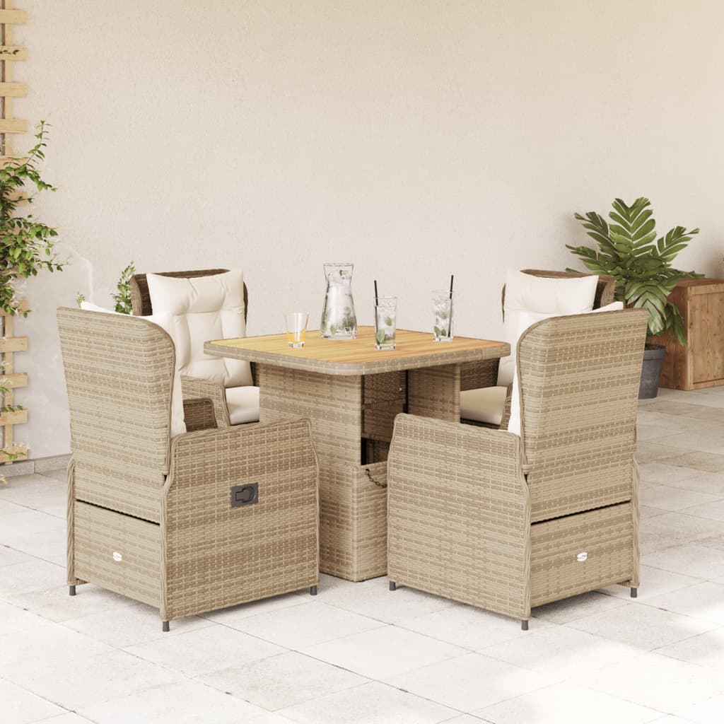 3-tlg. Bistro-Set mit Kissen Schwarz Poly Rattan