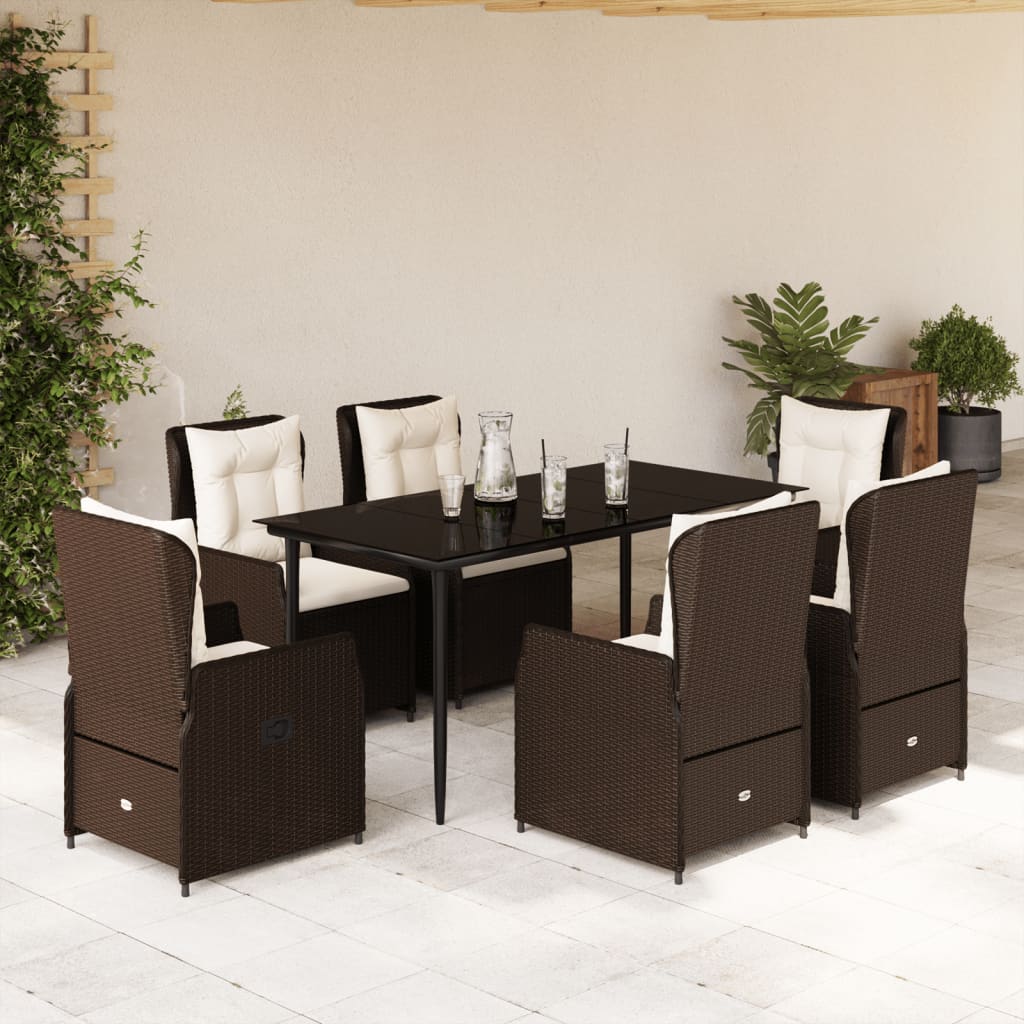 3-tlg. Garten-Essgruppe mit Kissen Schwarz Poly Rattan