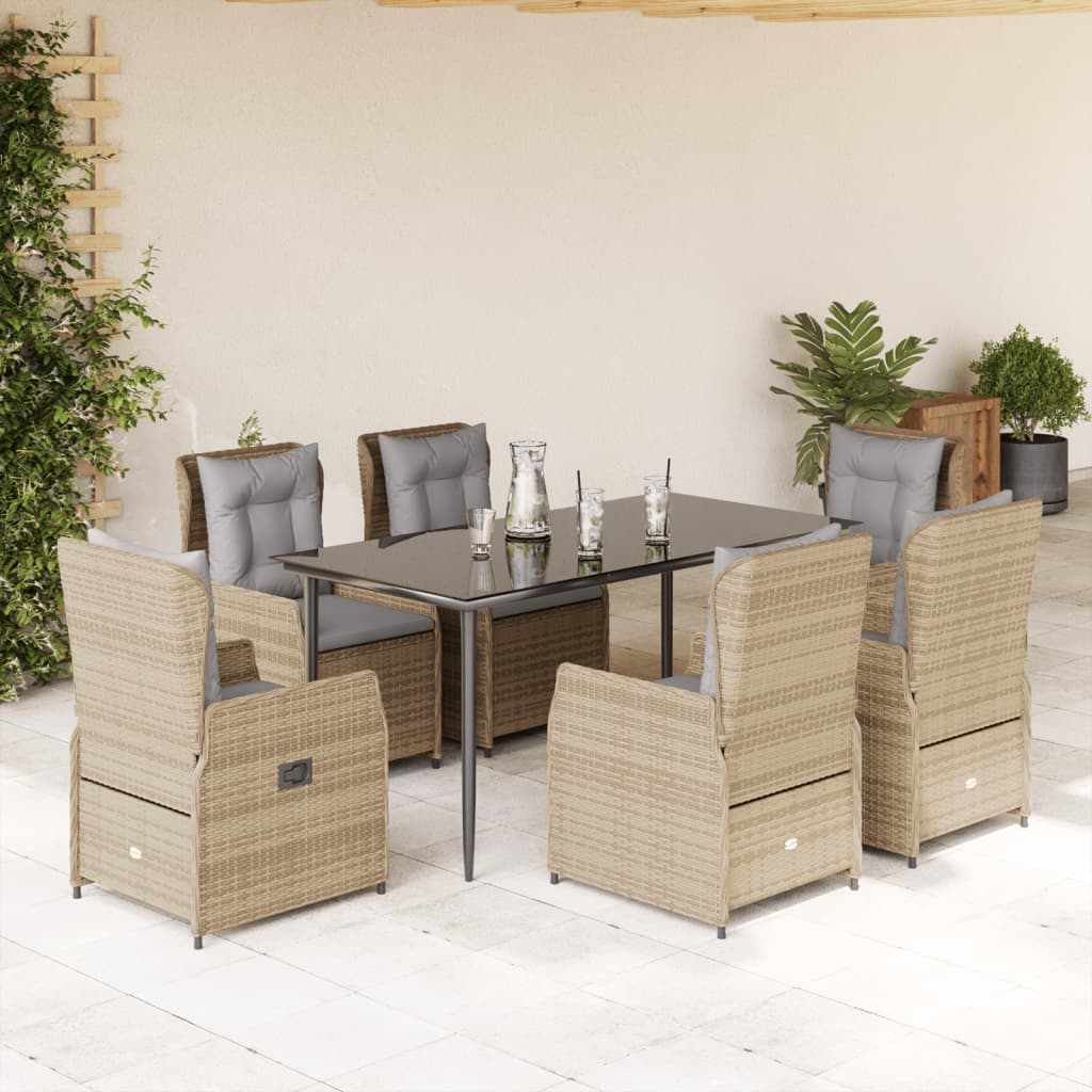 3-tlg. Garten-Essgruppe mit Kissen Schwarz Poly Rattan