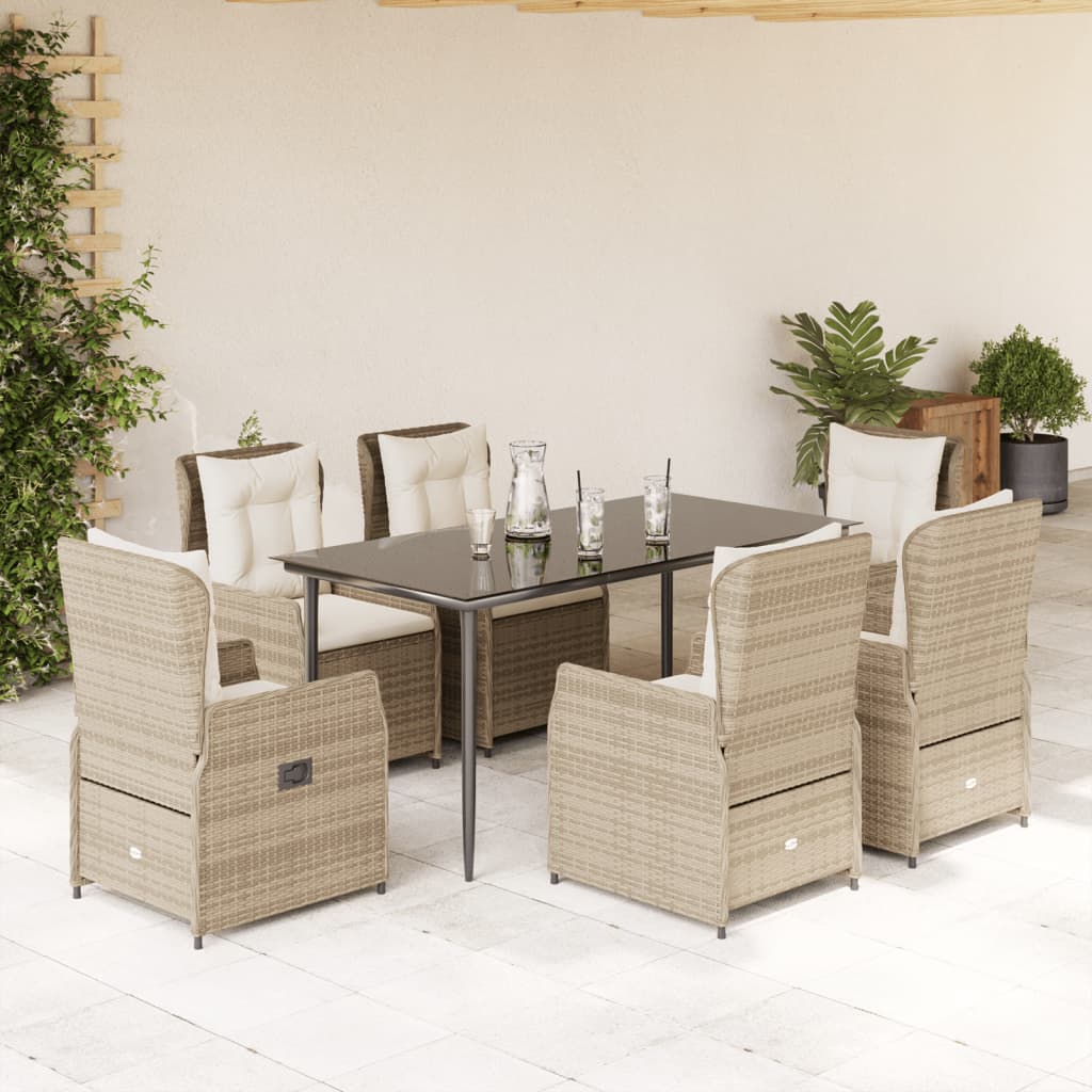 3-tlg. Garten-Essgruppe mit Kissen Schwarz Poly Rattan