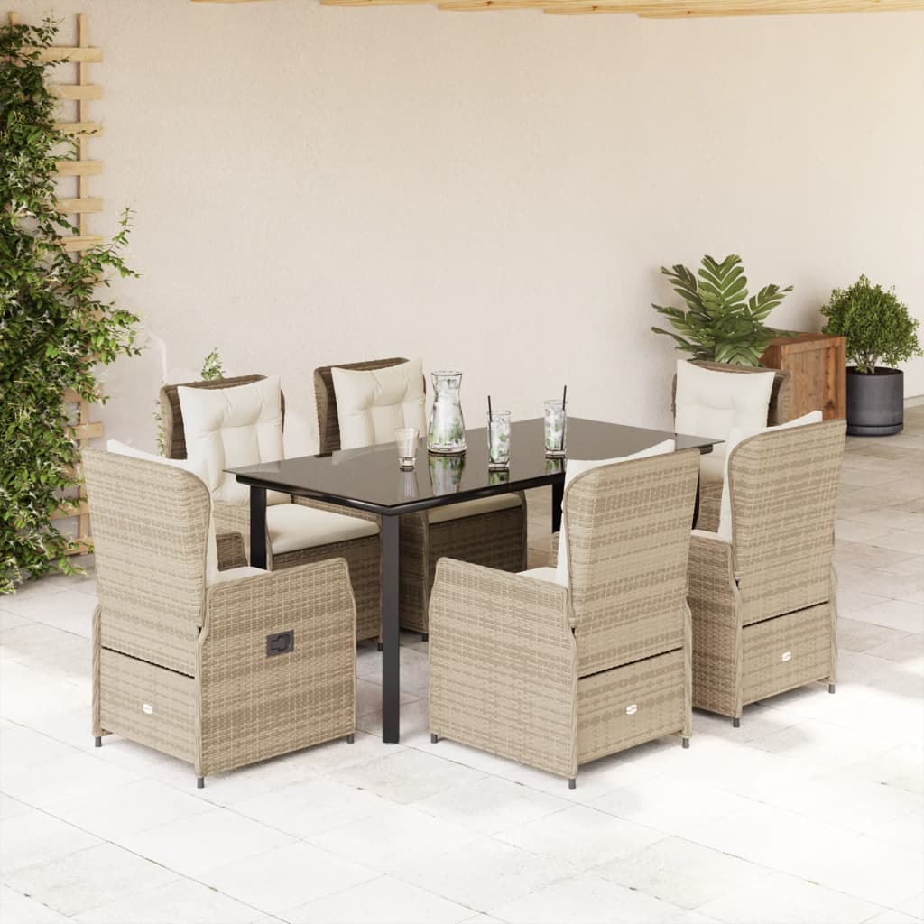 3-tlg. Garten-Essgruppe mit Kissen Schwarz Poly Rattan
