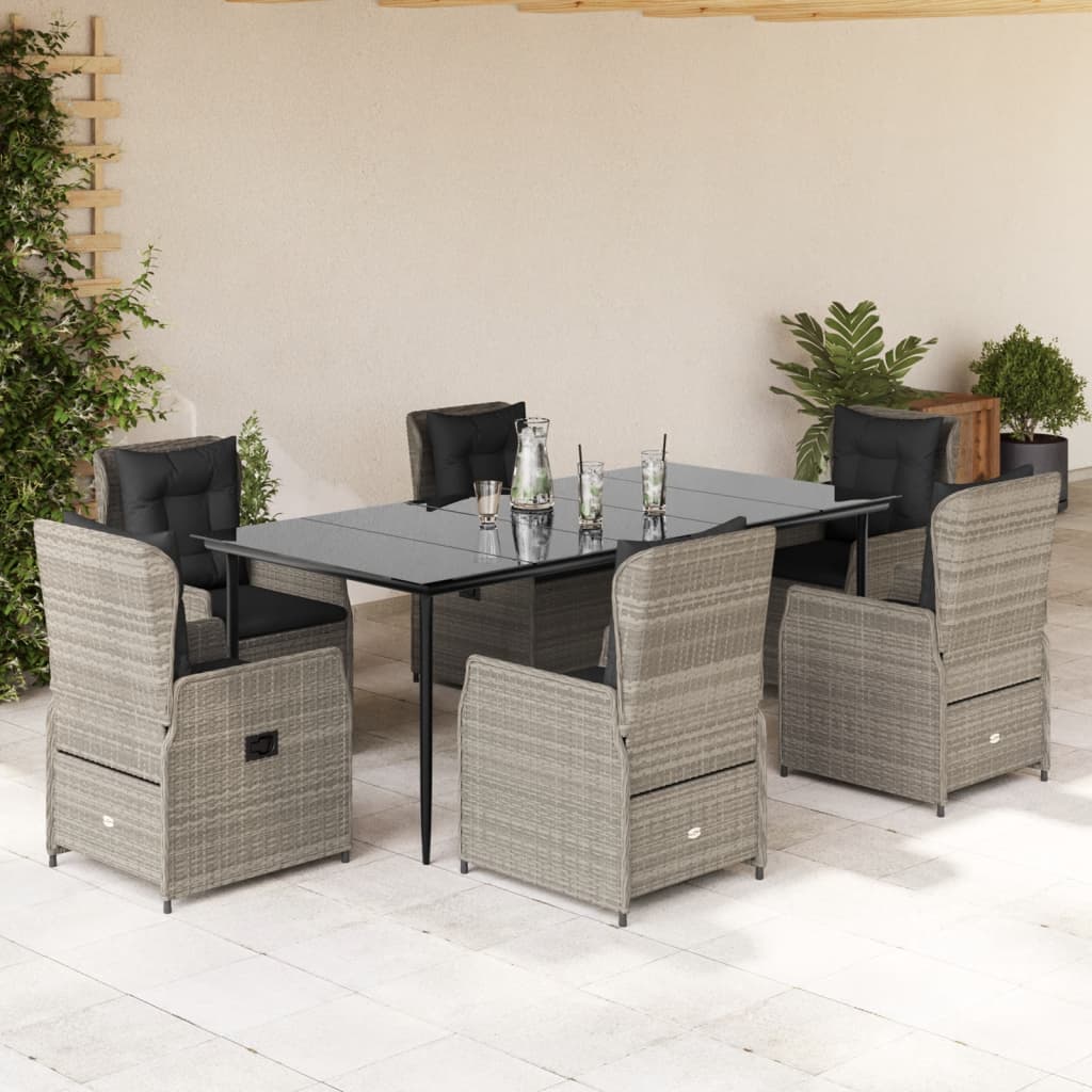 3-tlg. Garten-Essgruppe mit Kissen Schwarz Poly Rattan