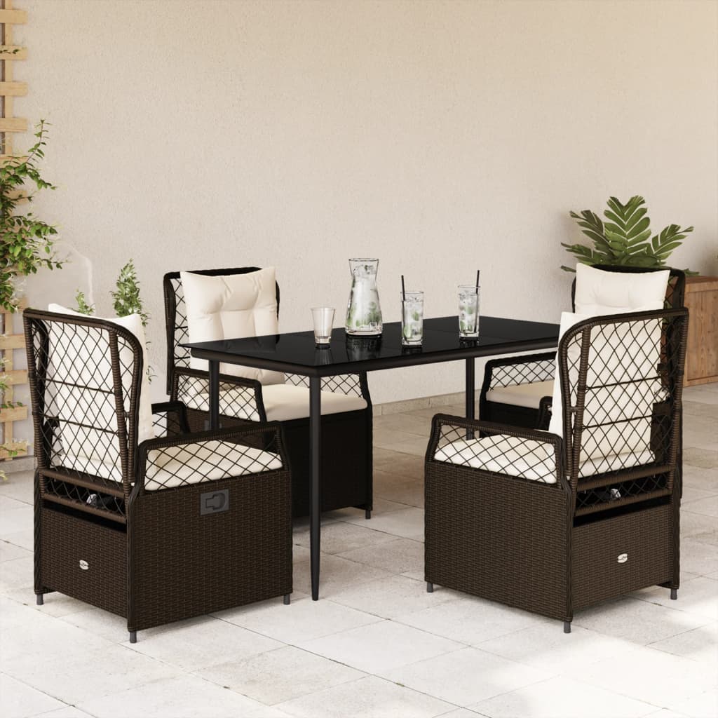 3-tlg. Garten-Essgruppe mit Kissen Schwarz Poly Rattan
