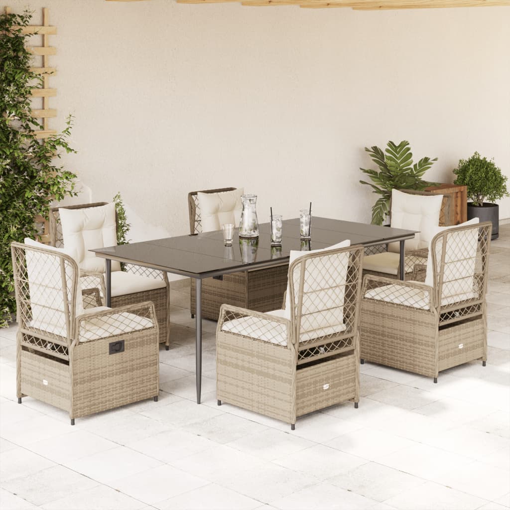 3-tlg. Garten-Essgruppe mit Kissen Schwarz Poly Rattan