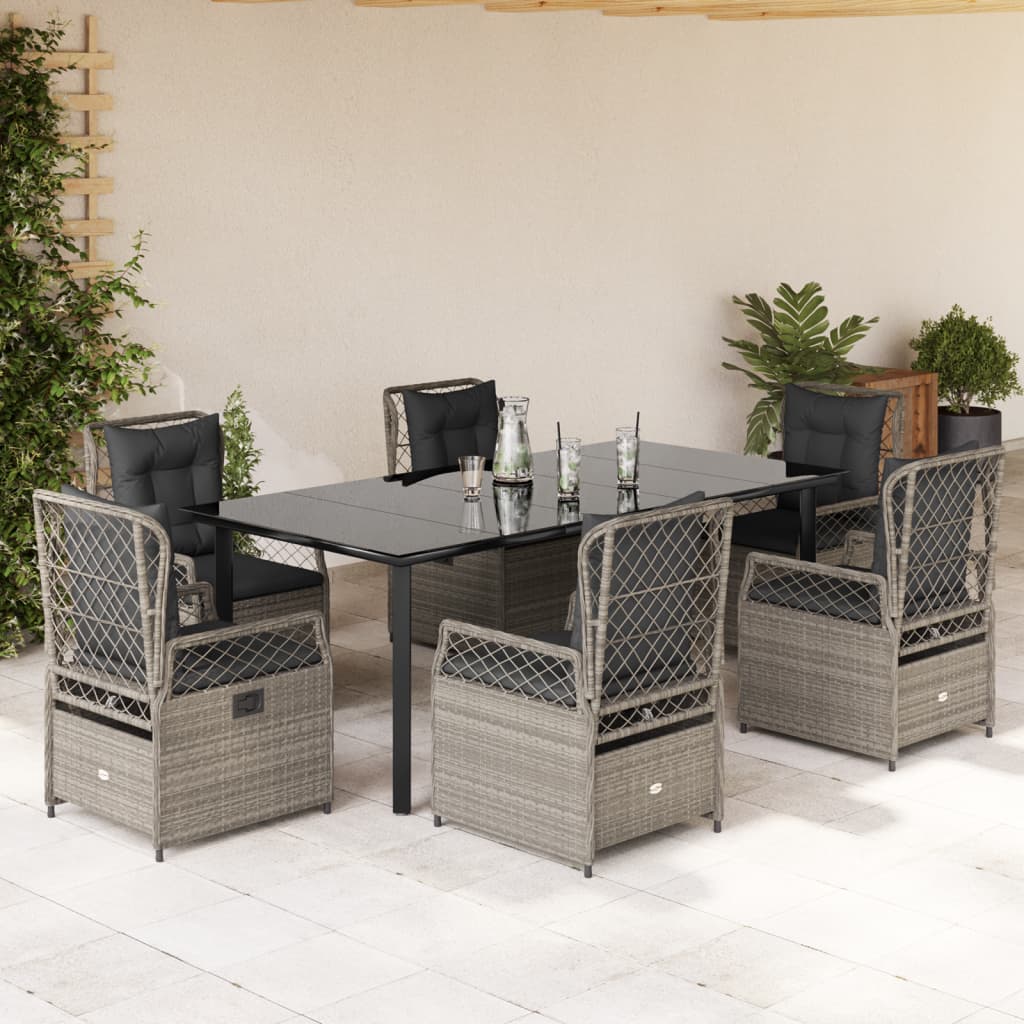 3-tlg. Garten-Essgruppe mit Kissen Schwarz Poly Rattan
