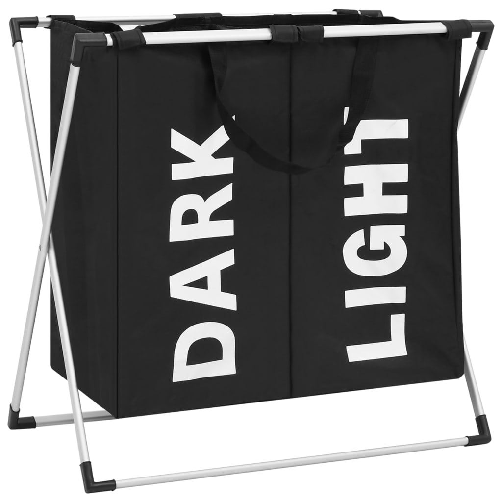 vidaXL Wäschesortierer mit 2 Fächern Schwarz