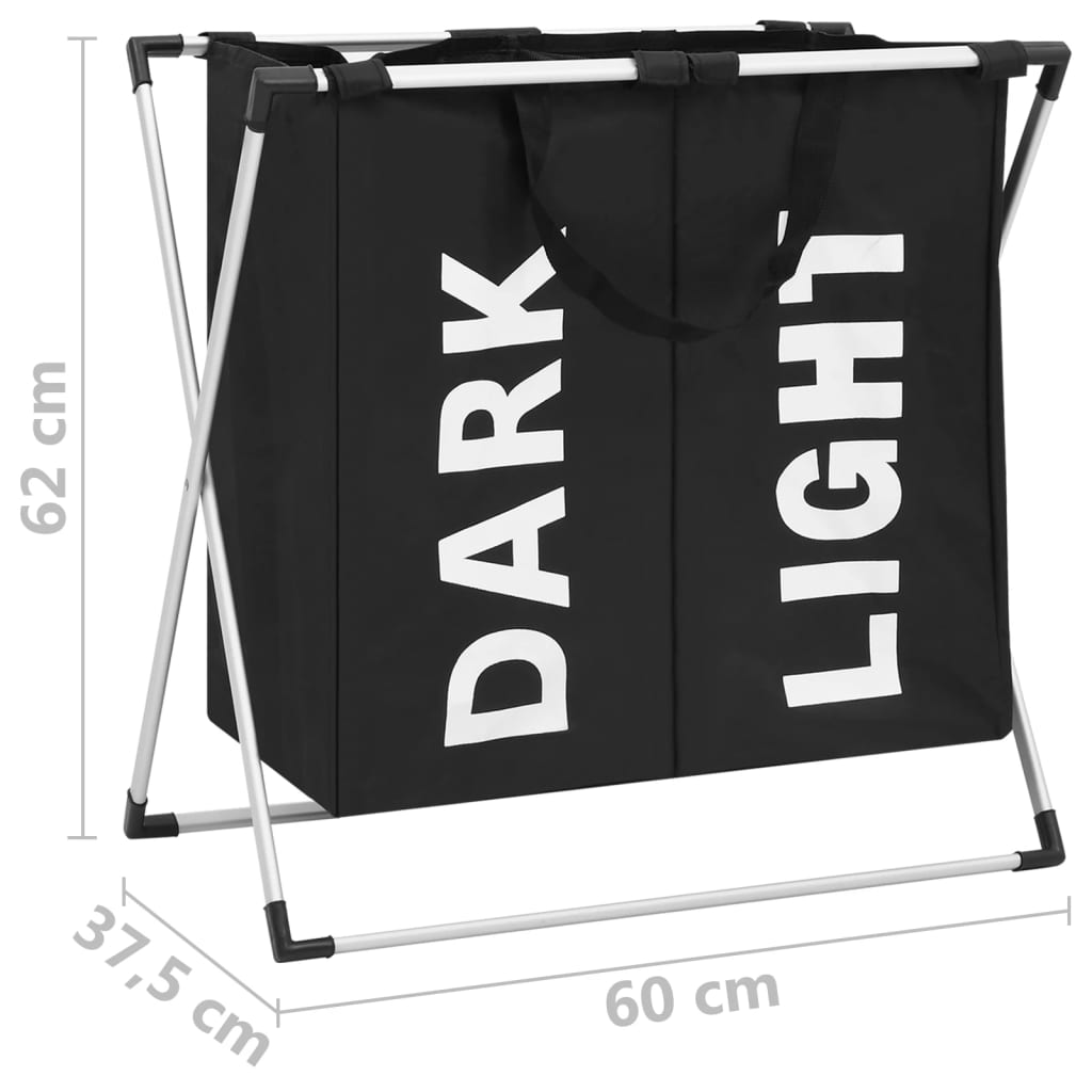 vidaXL Wäschesortierer mit 2 Fächern Schwarz