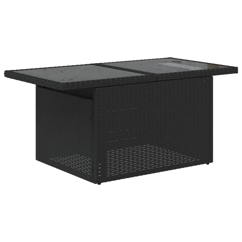 8-teiliges Gartensofa-Set mit Kissen, schwarzes Polyrattan