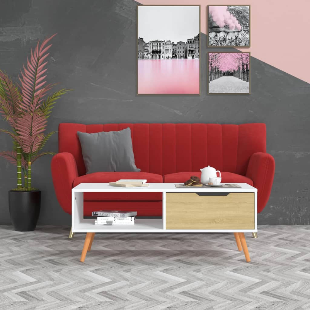 vidaXL Couchtisch Weiß 100x49,5x43 cm Holzwerkstoff