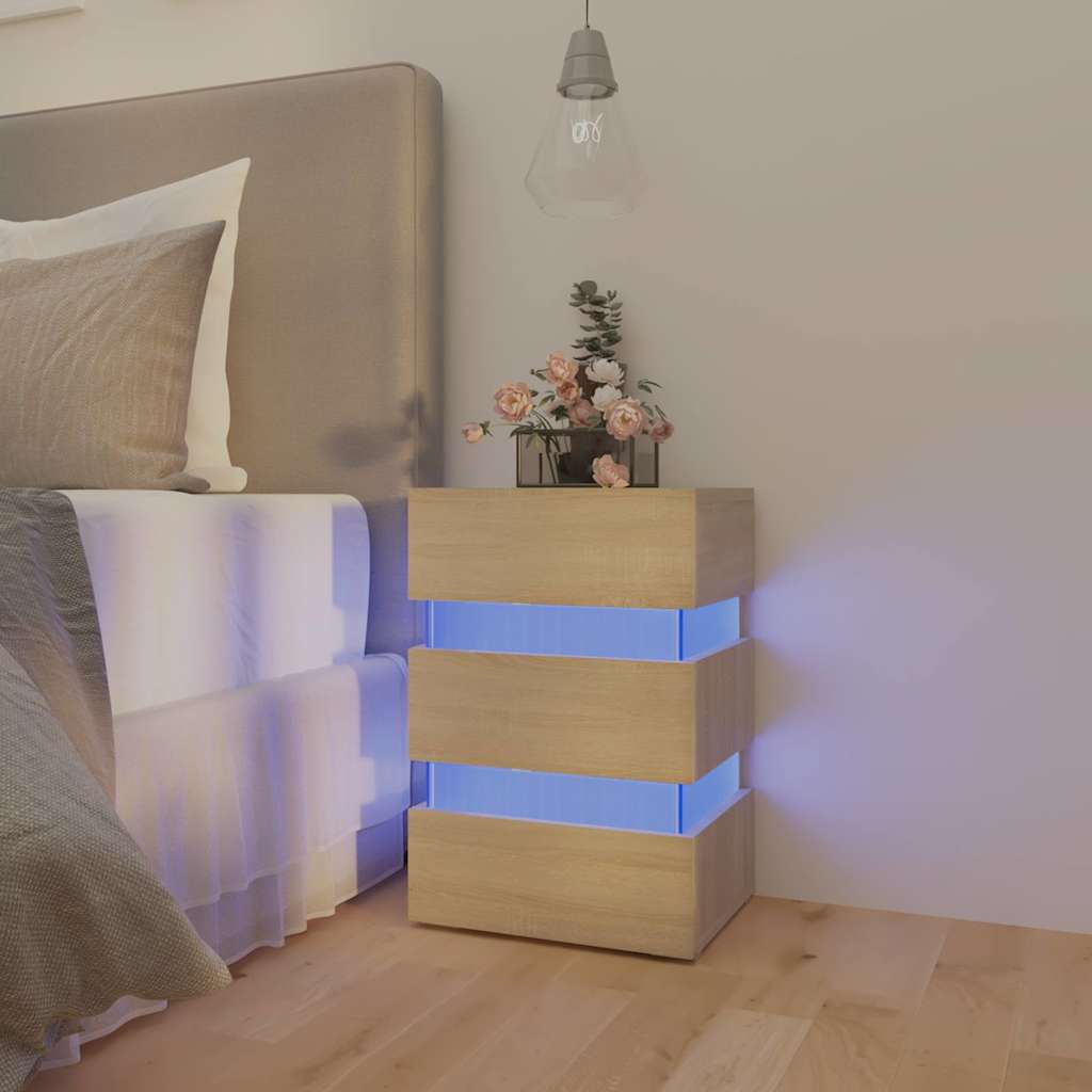 vidaXL LED-Nachttisch Weiß 45x35x67 cm Holzwerkstoff