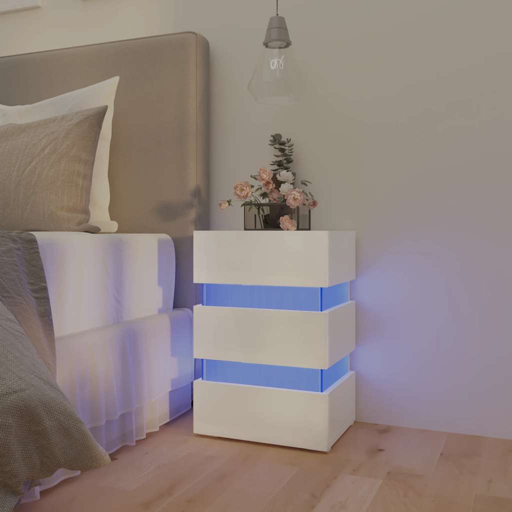 vidaXL LED-Nachttisch Weiß 45x35x67 cm Holzwerkstoff