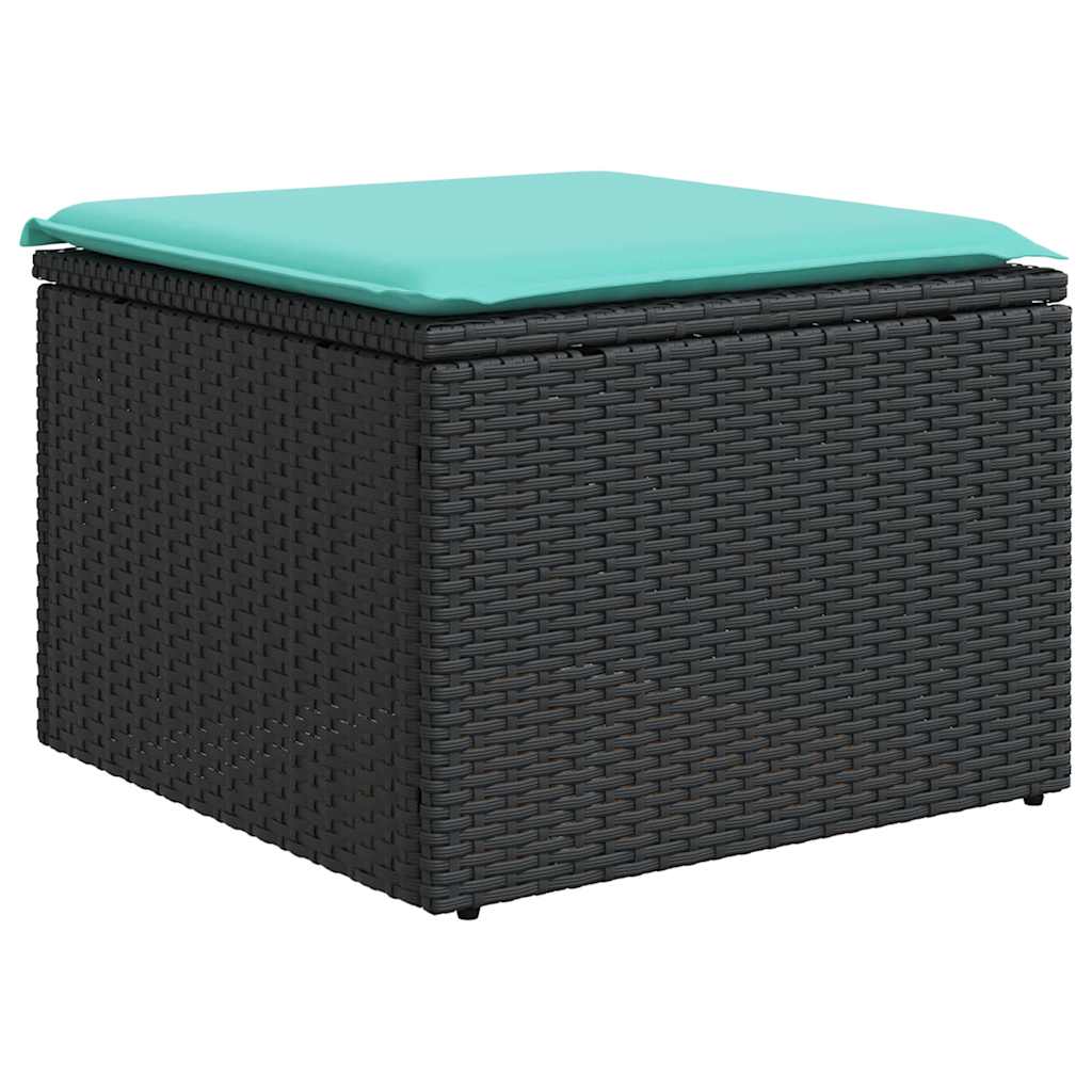 8-teiliges Gartensofa-Set mit Kissen, schwarzes Polyrattan