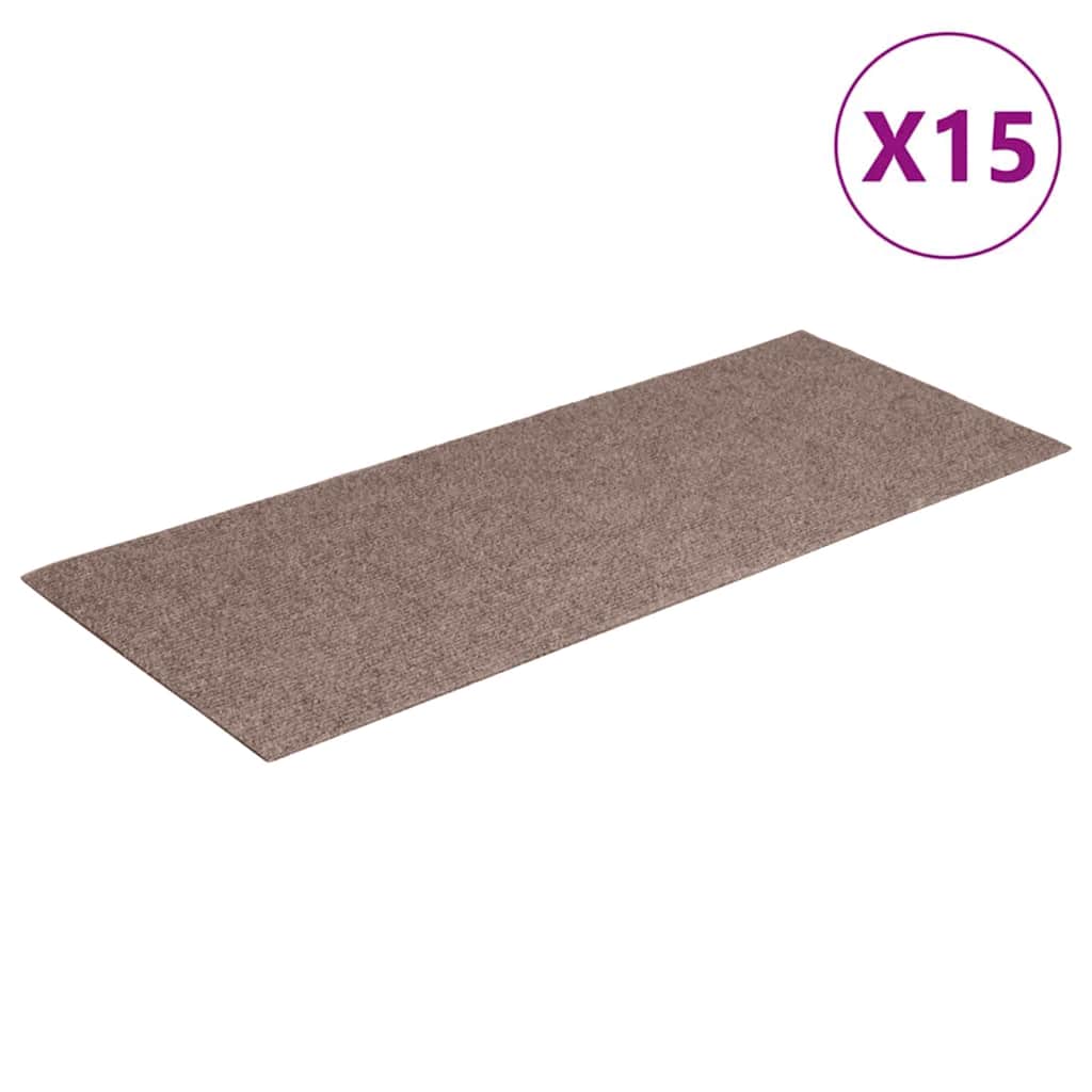 vidaXL Stufenmatten Selbstklebend 15 Stk. 60x25 cm Hellbraun Rechteckig