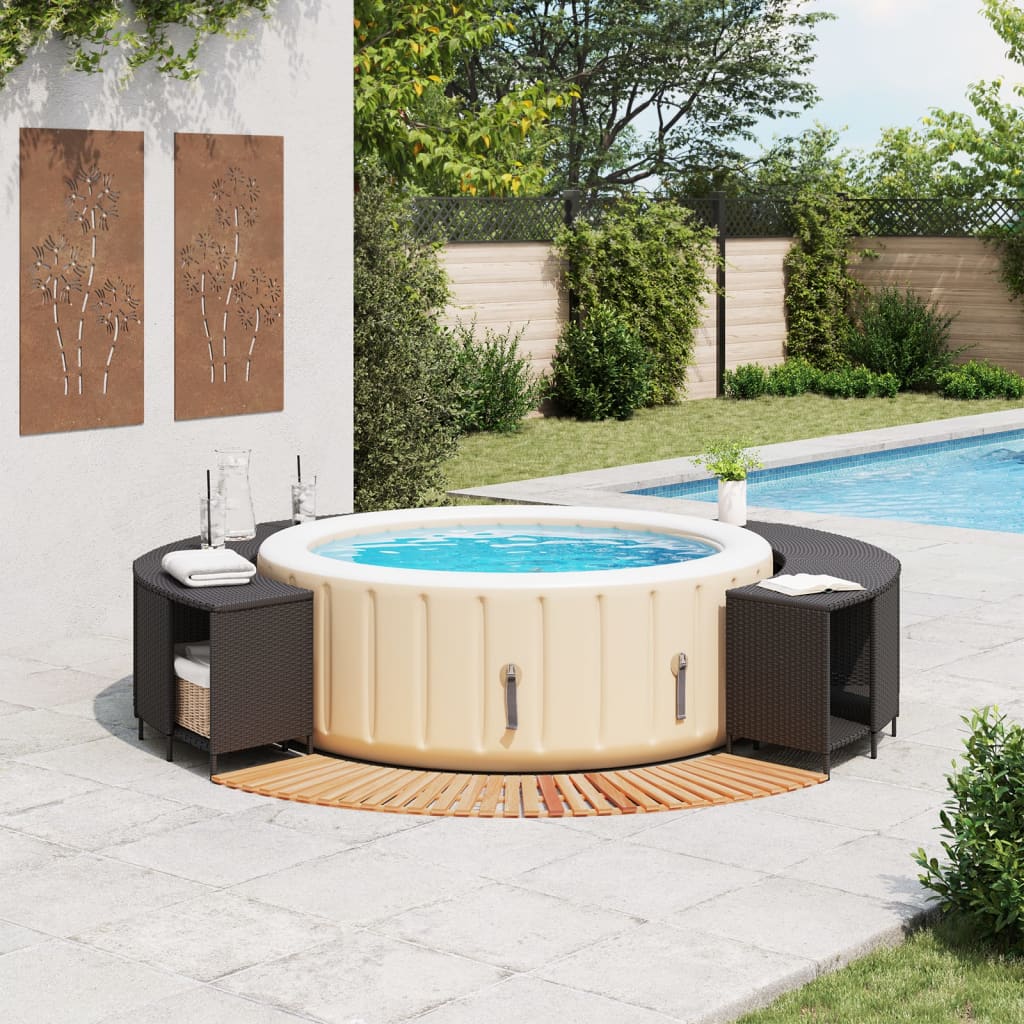 vidaXL Whirlpool-Umrandung Schwarz Poly-Rattan und Massivholz Akazie