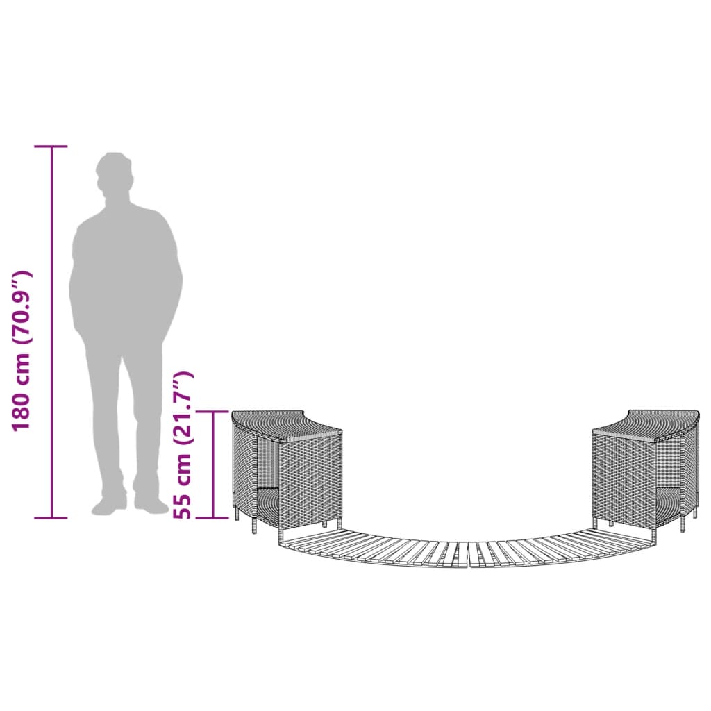 vidaXL Whirlpool-Umrandung Schwarz Poly-Rattan und Massivholz Akazie