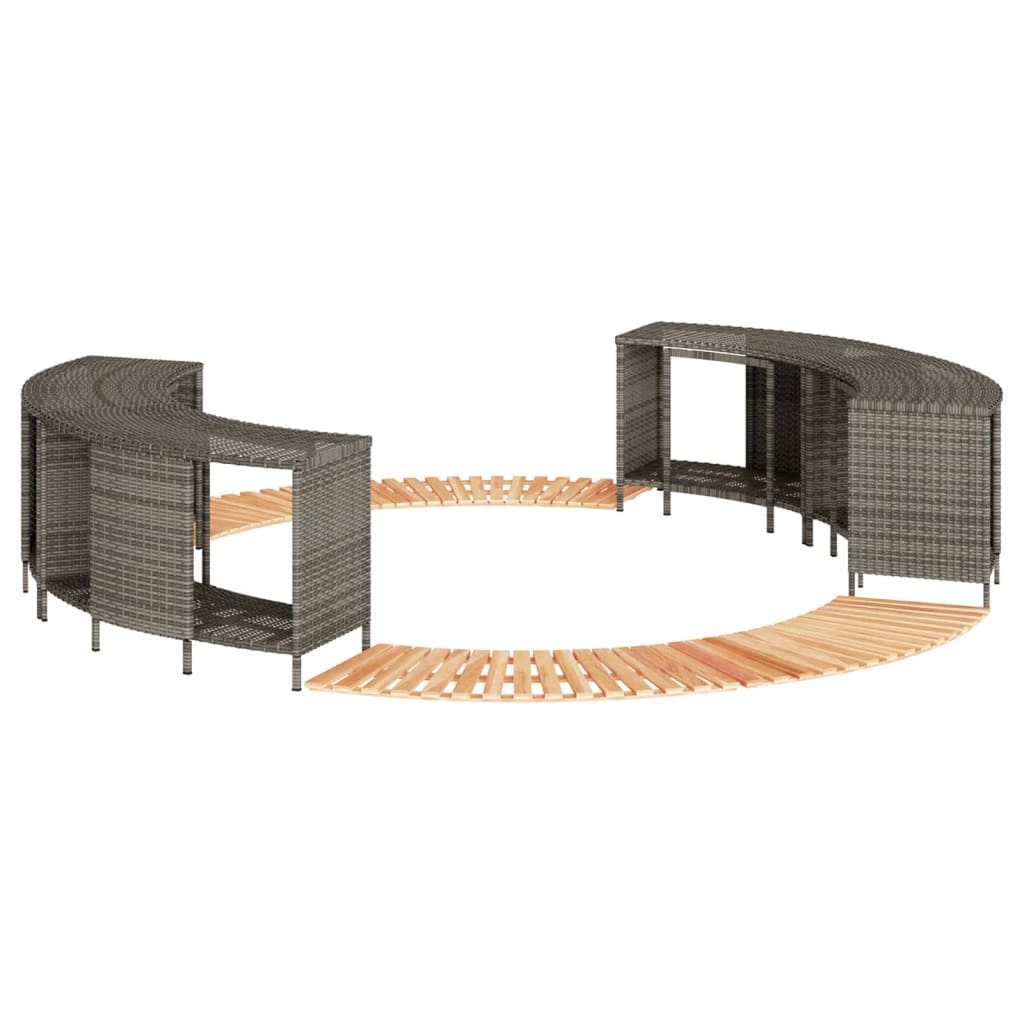 vidaXL Whirlpool-Umrandung Schwarz Poly-Rattan und Massivholz Akazie