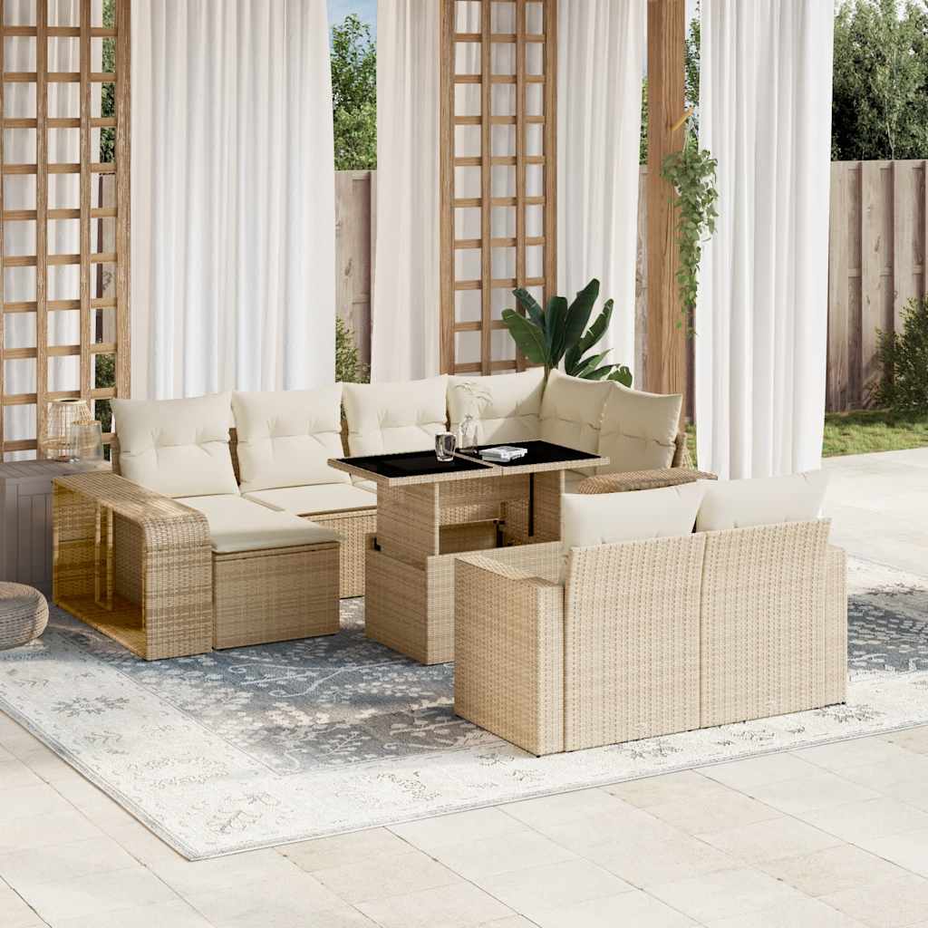 vidaXL 11-tlg. Garten-Sofagarnitur mit Kissen Schwarz Poly Rattan
