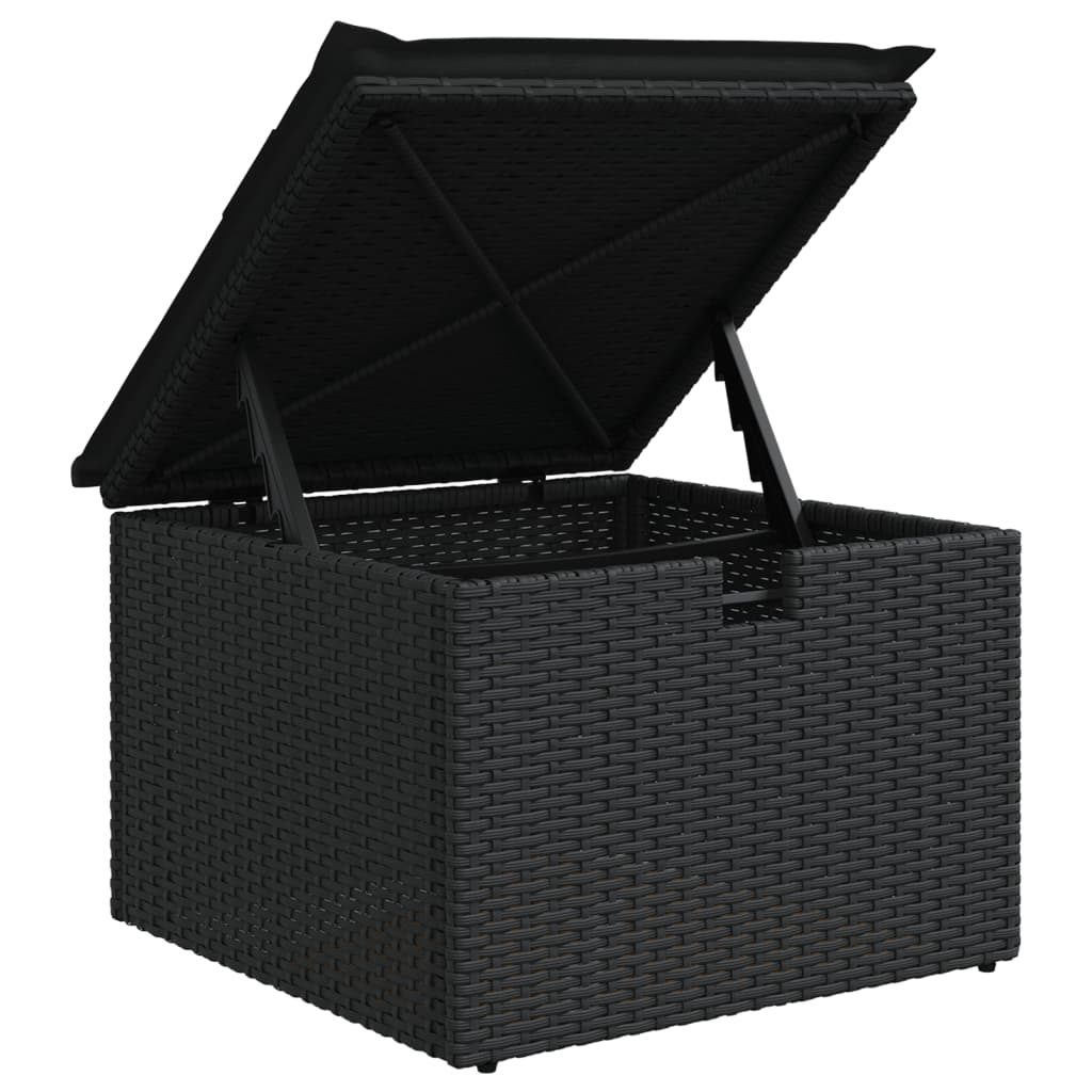 vidaXL 11-tlg. Garten-Sofagarnitur mit Kissen Schwarz Poly Rattan